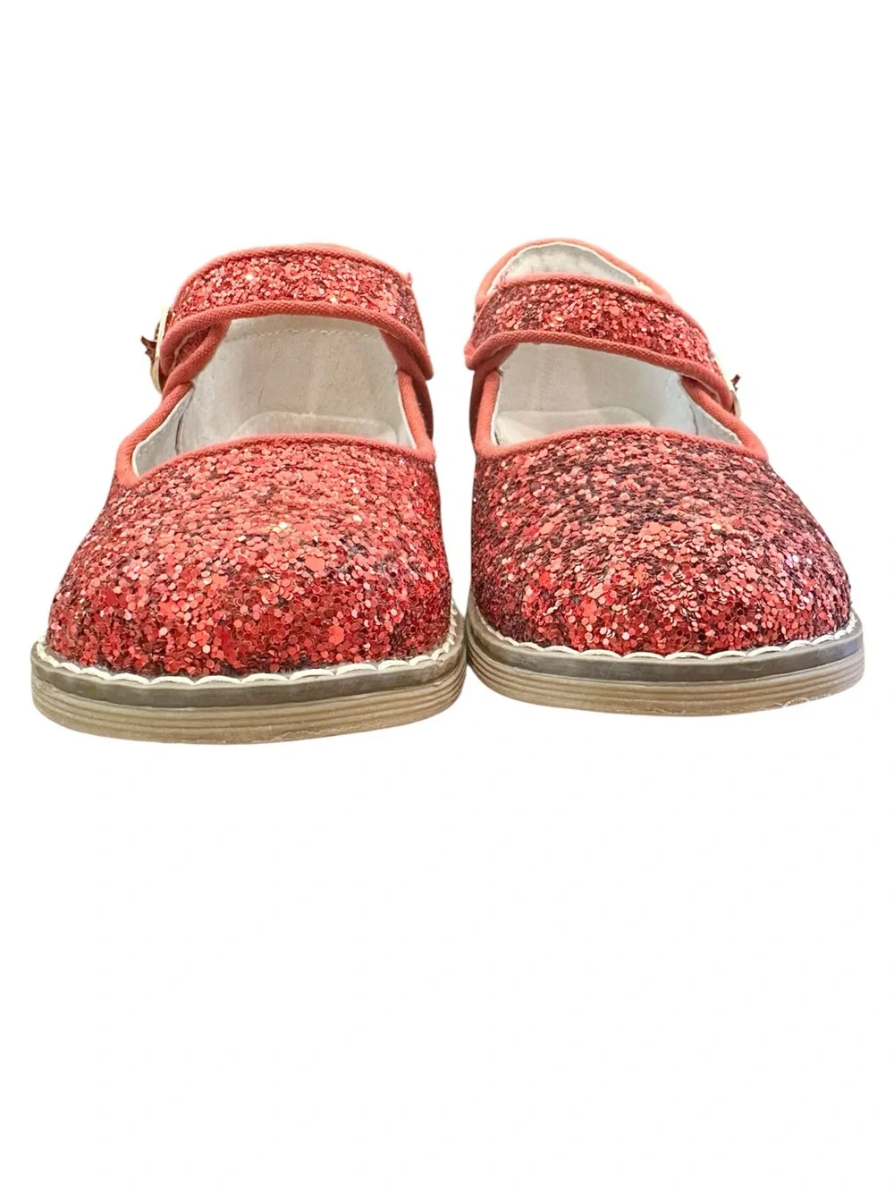 L’AMOUR Girls Red Glitter Mary Jane Shoes with Buckle Strap Size 9